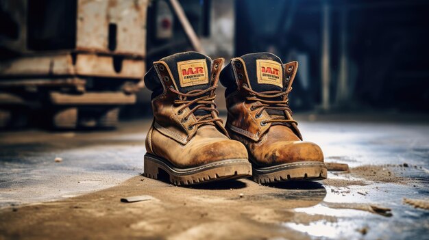 Photo une paire de bottes de travail usées symbolisant le travail acharné