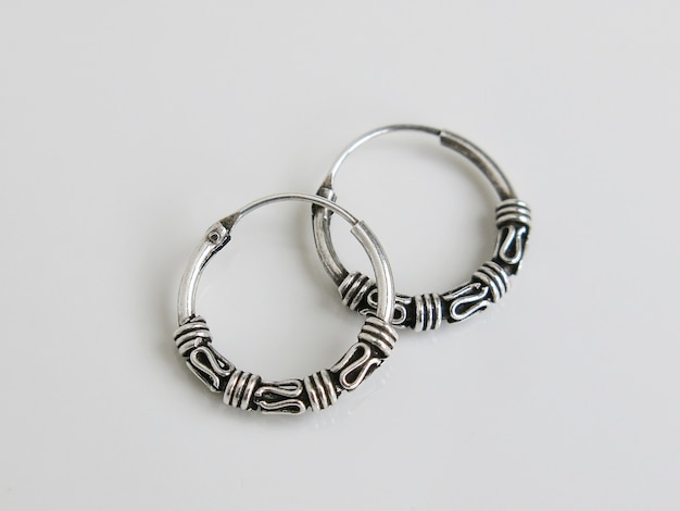 Paire De Boucles D&#39;Oreilles En Argent Bali Hoop Noir Bouclés Oxydés De Style Rond