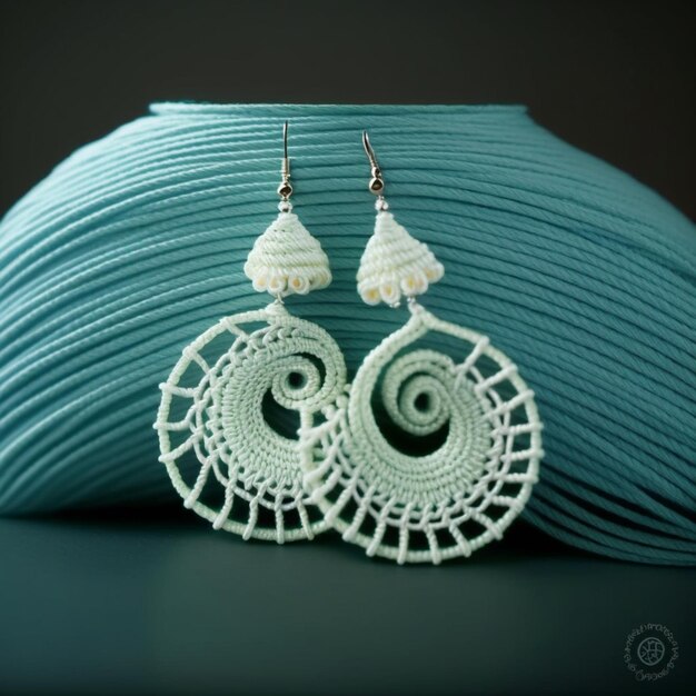 Une paire de boucles d'oreilles avec le mot « crochet » en bas.