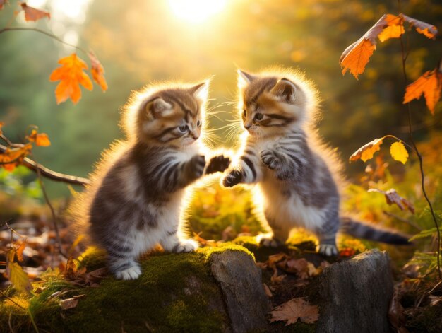 Photo une paire de chatons ludiques engagés dans un match de lutte amical