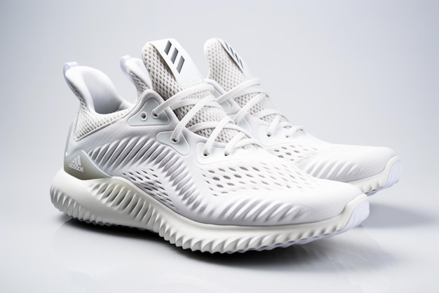 Une paire de chaussures adidas blanches avec une semelle blanche générative ai