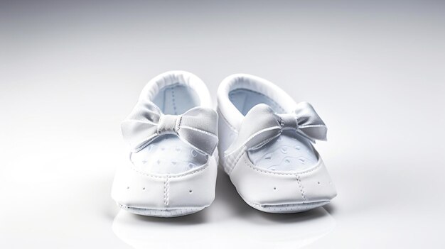 Une paire de chaussures bébé fille blanc isolé sur fond blanc