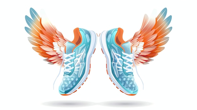 Photo une paire de chaussures de course avec des ailes les ailes sont un symbole d'hermès le dieu grec de la vitesse et du voyage