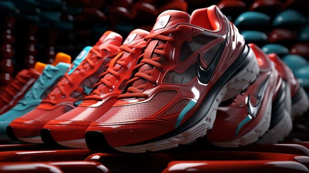 une paire de chaussures rouges avec le logo Nike dessus