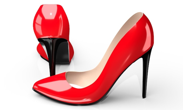 Paire de chaussures à talons hauts rouge isolé sur fond blanc