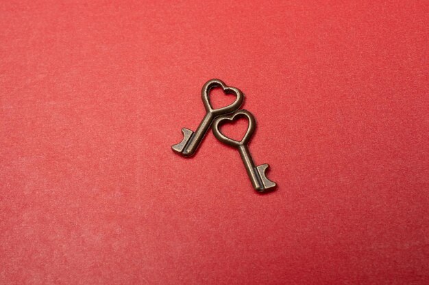 Paire de clés avec coeur ou icône d'amour avec une clé rétro comme concept d'amour et de romance