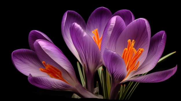 Une paire de fleurs de crocus avec le mot crocus en bas