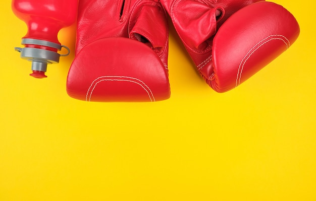 Paire de gants de boxe en cuir rouge