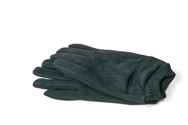 Une paire de gants en cuir pour hommes isolés sur blanc.