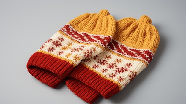 Une paire de gants tricotés douillets aux motifs inspirés de l'automne