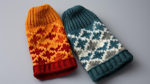 Une paire de gants tricotés douillets aux motifs inspirés de l'automne