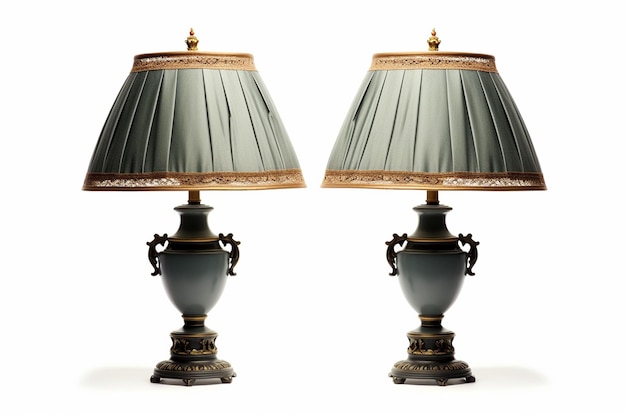 Photo une paire de lampes de table de style vintage avec une base ornée