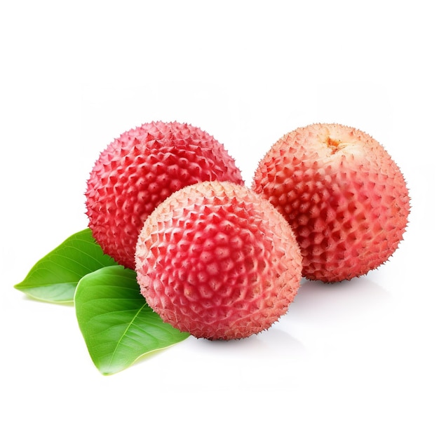 Une paire de litchis rouges fraîches isolées sur un fond blanc