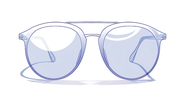Une paire de lunettes bleues avec un cadre en métal les lunettes sont assises sur un fond blanc les lunettes est moderne et élégante