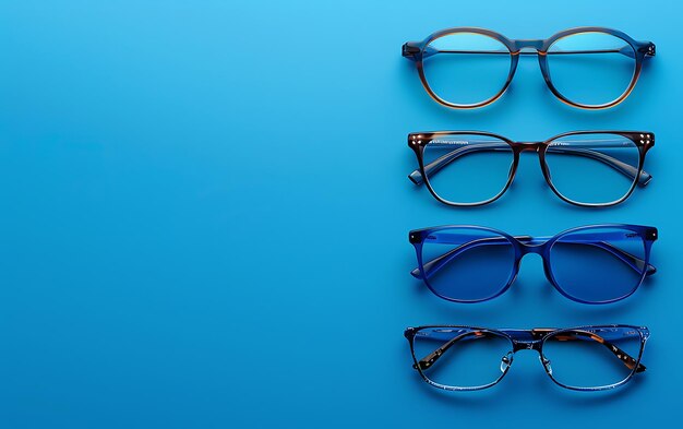 Photo une paire de lunettes bleues sur un fond bleu