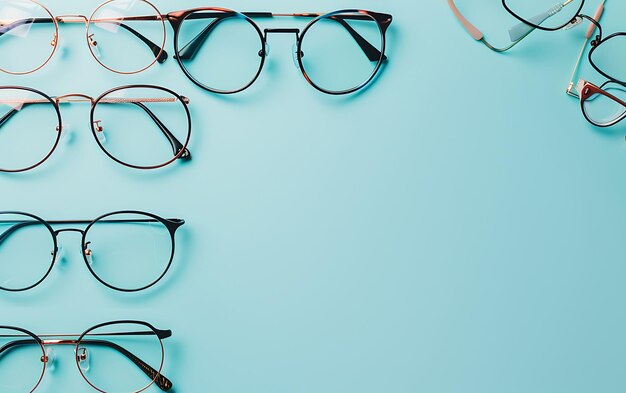 Photo une paire de lunettes avec des lunettes sur un fond bleu