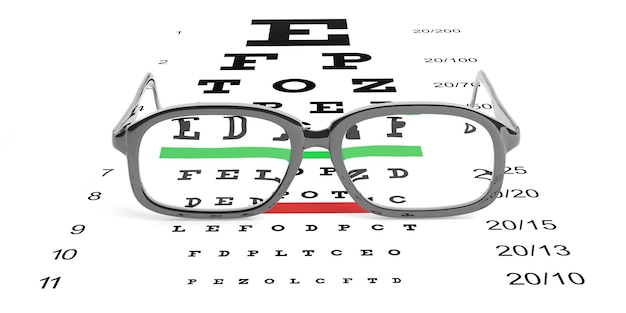 paire de lunettes de rendu 3d et test de la vue