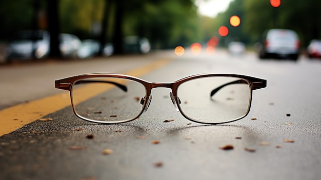 Photo une paire de lunettes sur la rue.