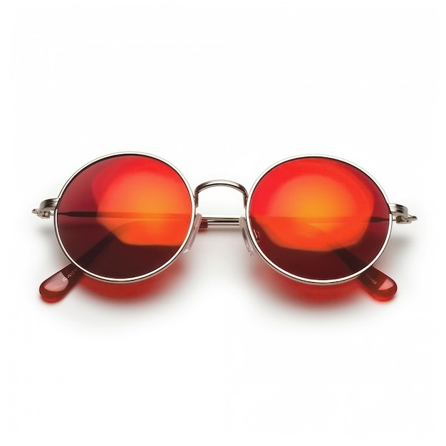 Une paire de lunettes de soleil avec des verres orange et des verres rouges.