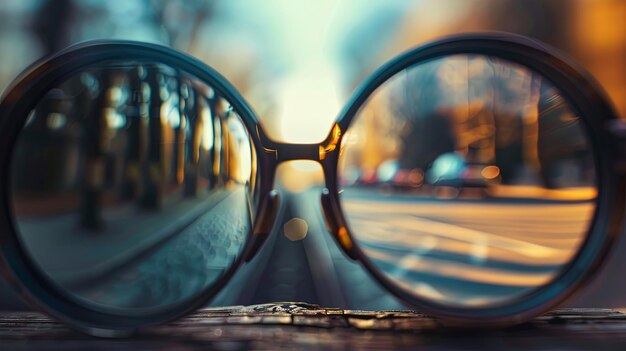 Une paire de lunettes sur une table en bois