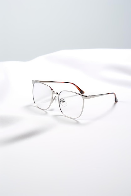 Une paire de lunettes sur une table vide isolée sur un fond blanc ar 23 v 52 Job ID 7a2cd88ef5fc41edb0b048462ee6dddf