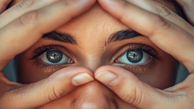 Une paire de mains, l'une appartenant à un optométriste et l'autre à un patient, se rejoignent dans un