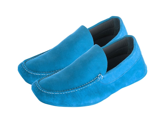 Paire de mocassins homme en daim bleu