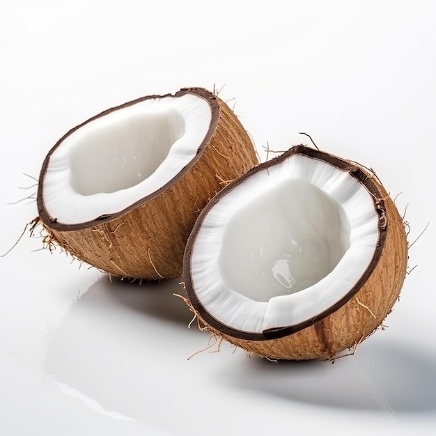 Une paire de noix de coco fraîches isolées sur un fond blanc