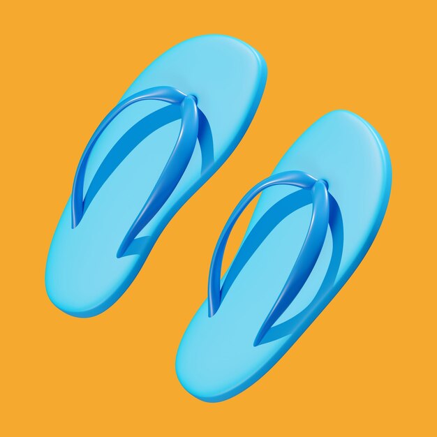 Une paire de pantoufles bleues sur une surface orange