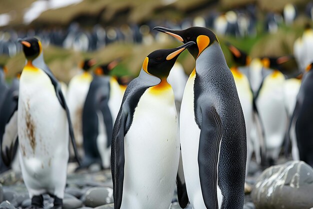 Photo une paire de pingouins rois debout grands et royaux