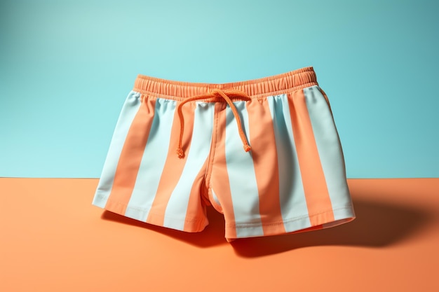 Une paire de shorts rayés sur fond bleu