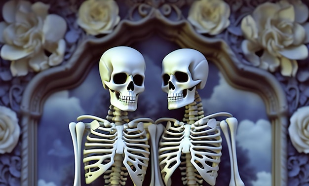 Photo une paire de squelettes dans un style gothique