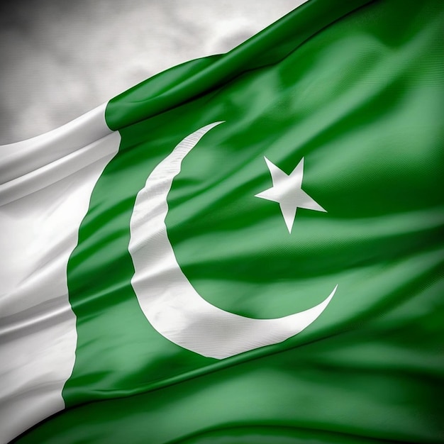 Photo pakistan, agitant le drapeau dans le vent, gros plan, texture de fond