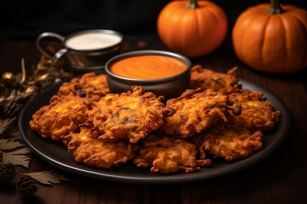 Pakoras sur une plaque matte noire