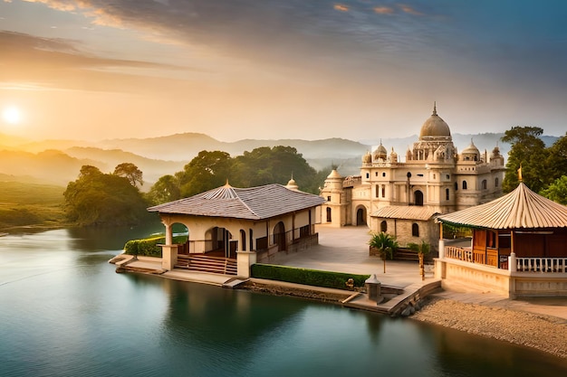 Un palais au milieu d'un lac