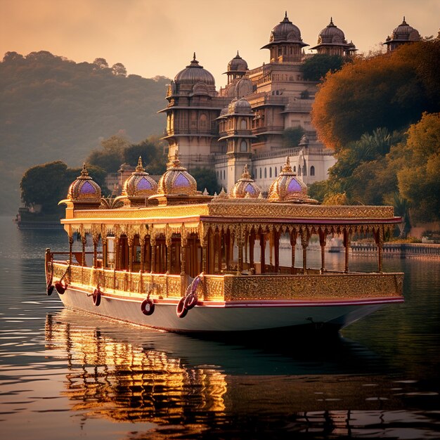 Un palais enchanteur flottant sur les eaux étincelantes d'Udaipur, en Inde