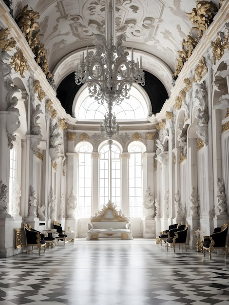 Le palais de Versailles est blanc et noir.