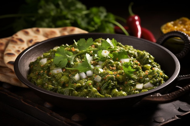 Palak matar curry également connu sous le nom d'épinards geen pois masala sabzi ou sabji nourriture indienne