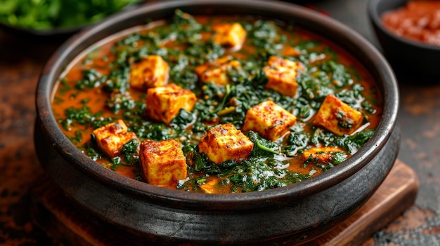 Palak Paneer indien avec des épinards et du fromage cottage