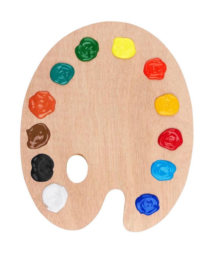 Photo palette d'art en bois avec des peintures
