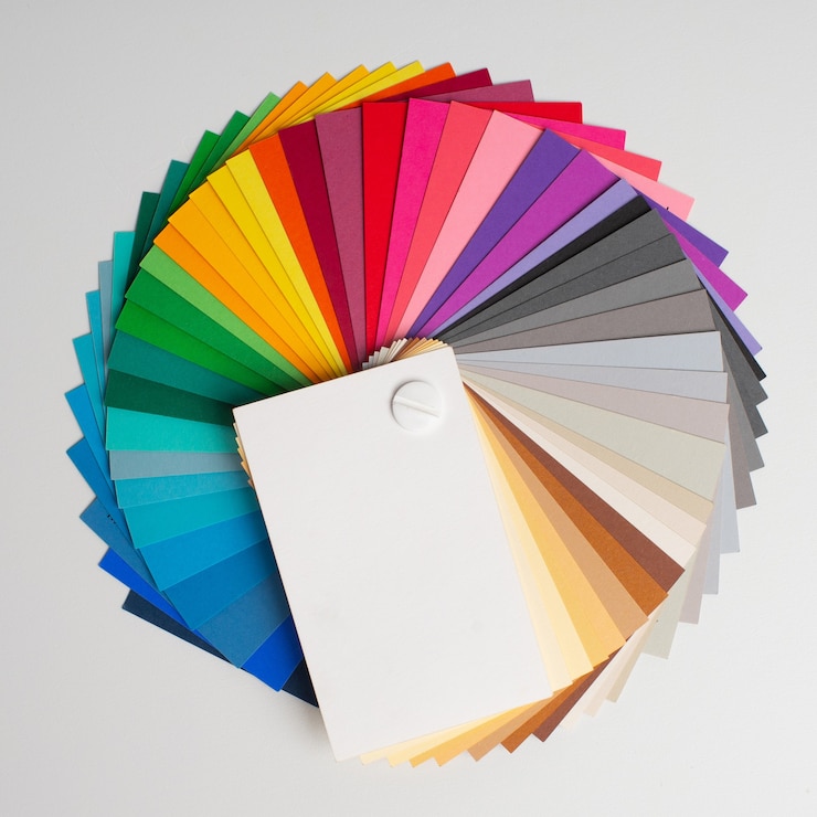Photo palette de couleurs, guide des échantillons de peinture pour catalogue couleur