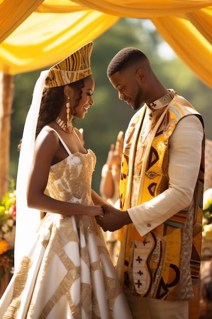 Photo palette d'été d'or de mariage africain