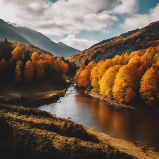 La palette panoramique de l'automne Foliage en octobre Contenu généré par Ai