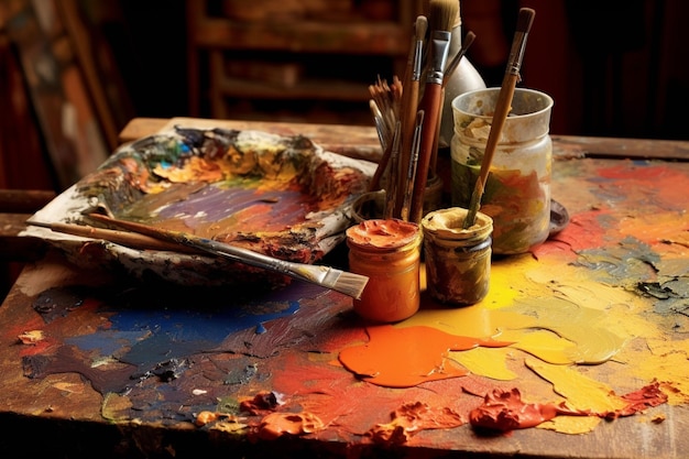 Palette de peinture à l'huile en bois