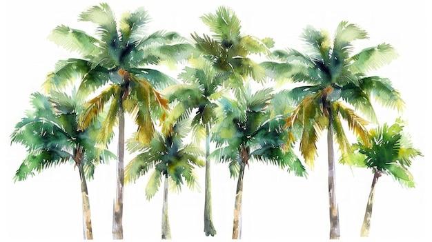 Palmeraie aquarelle tropicale et scène de noix de coco IA générative