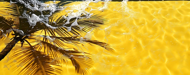 Photo un palmier avec de l'eau éclaboussée dessus