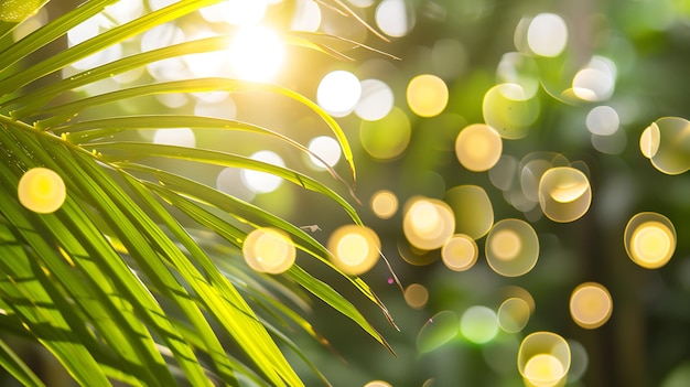 Photo un palmier éclairé par le soleil avec une ia générative