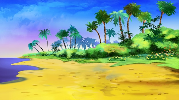 Palmier sur l'illustration de la plage