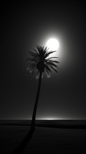 Photo un palmier noir et blanc