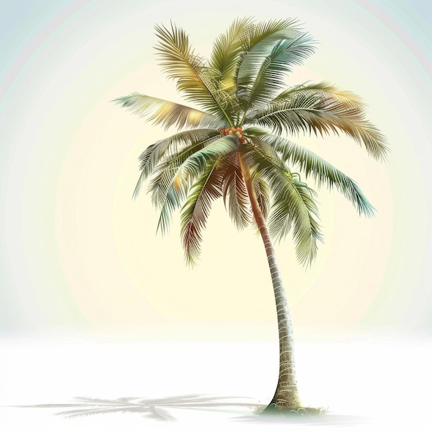 Palmier à noix de coco sur un fond blanc Illustration vectorielle